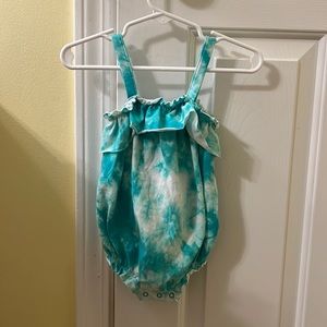 Cat & Jack Teal Tye Dye Baby Girl Bubble Romper, size 6-9 months